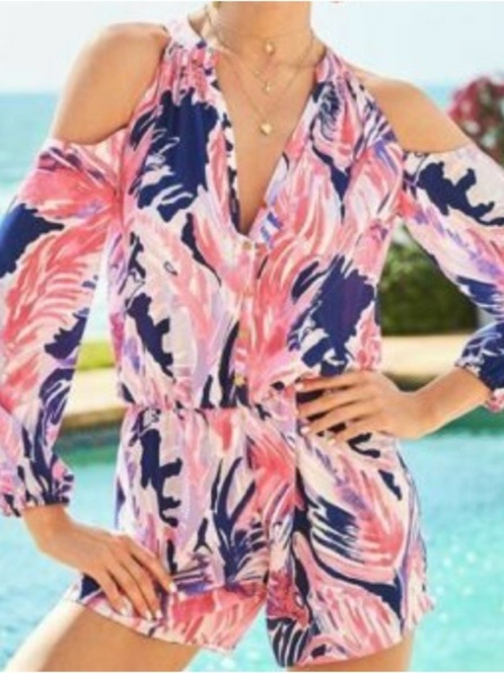 Lilly Pulitzer Sunny Shoulder Silk Elsa Romper SIZE XS